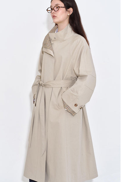 Special Split Plaid Trench Coat