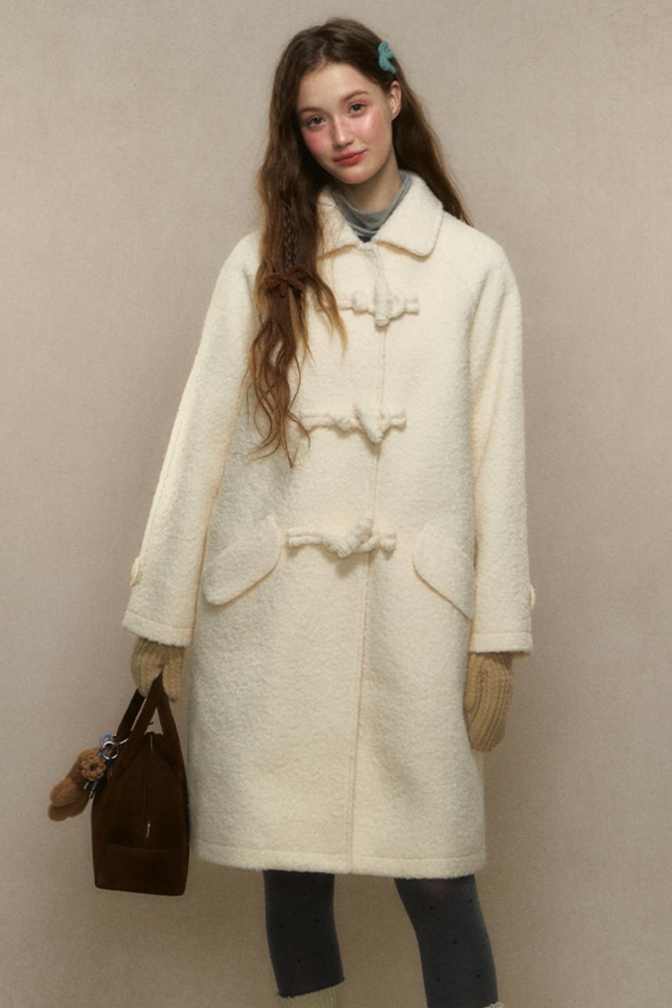 Winter Wool Coat With Horn Buttons