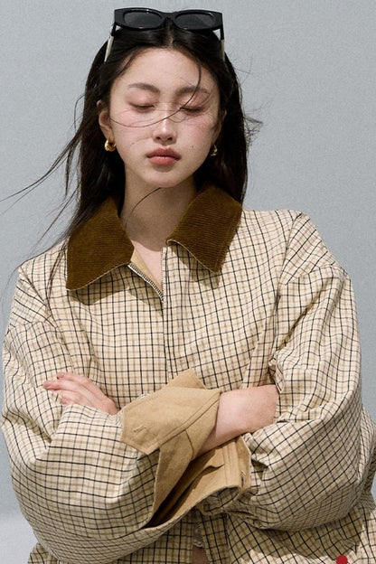 Cotton Corduroy Reversible Plaid Jacket