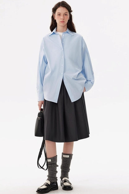 Blue Anti-Wrinkle Cotton Staple Shirt