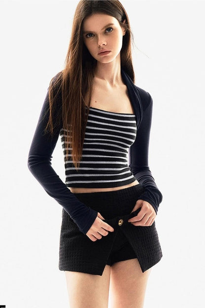 Tencel Wool Striped Knit Top