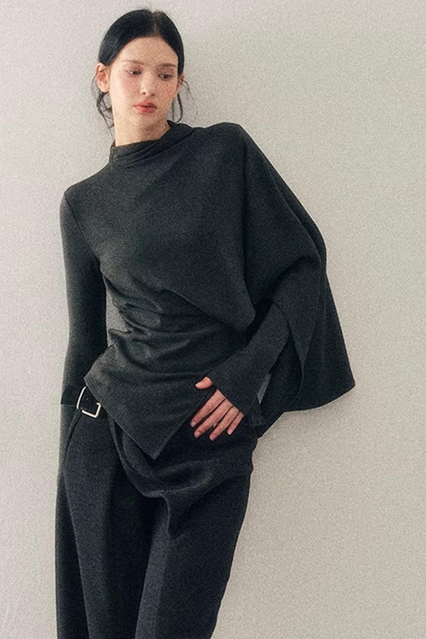 Irregular Waist-Cinching Winter Top