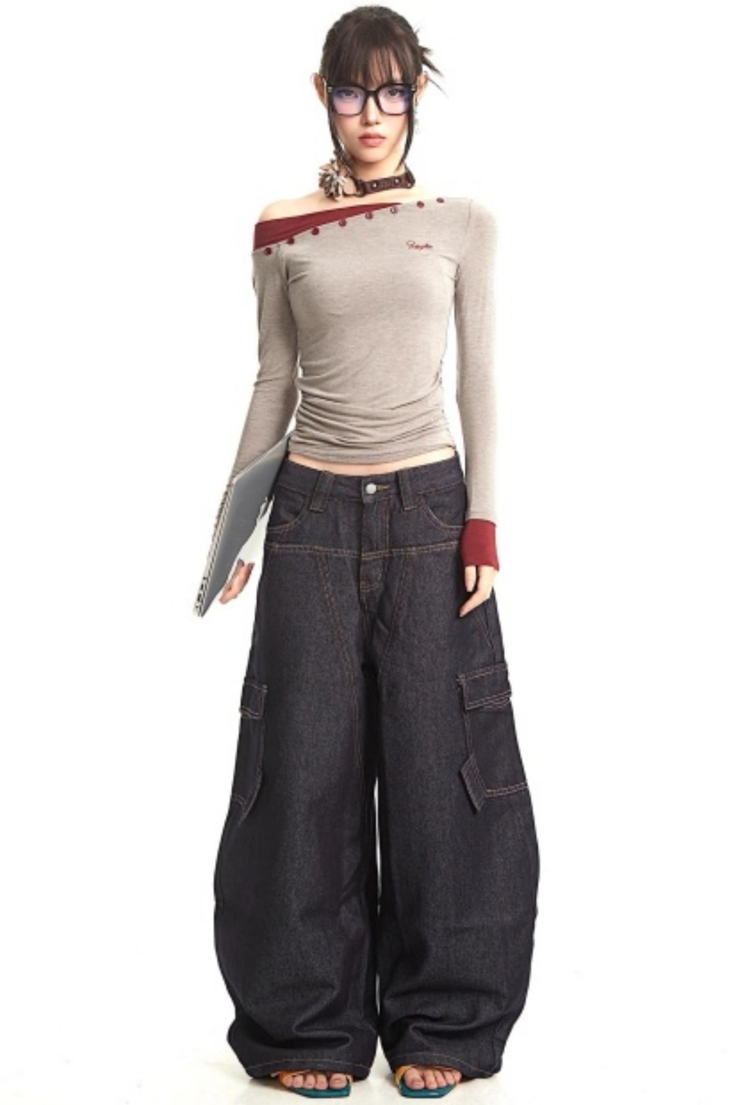 Retro Off-Shoulder Slim Top