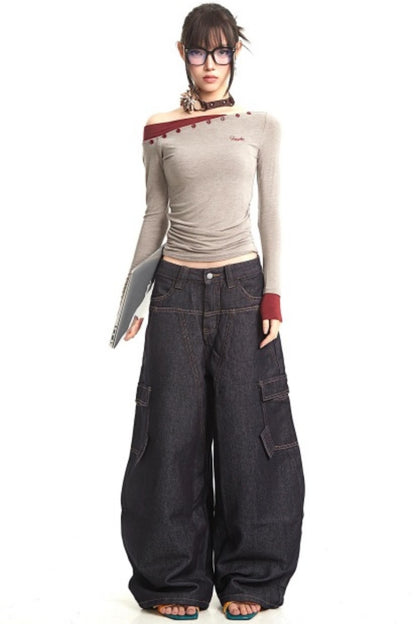 Retro Off-Shoulder Slim Top