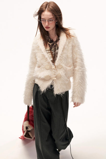 Gray Fleece Wide-Leg Pants