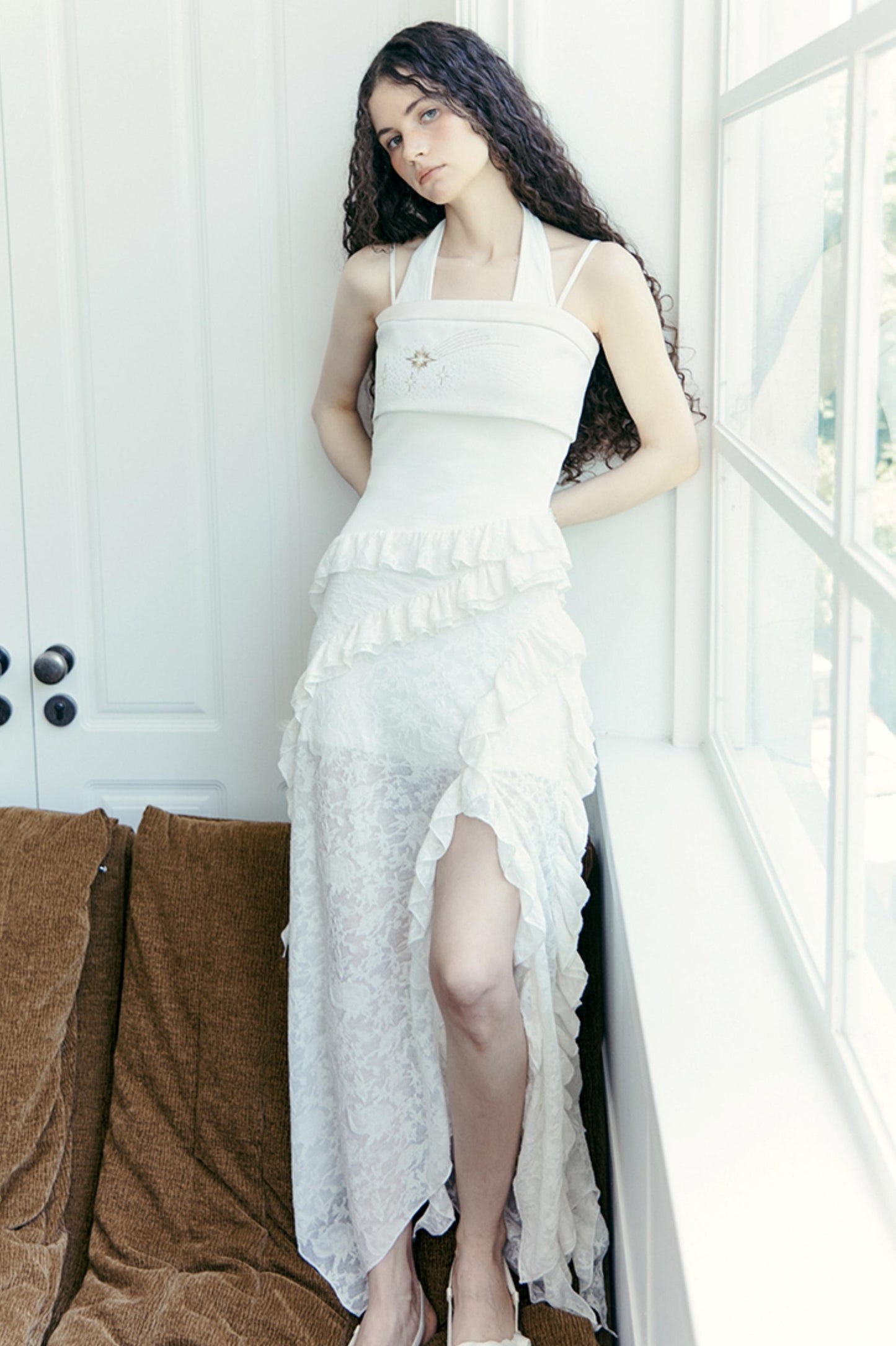 Lace Collar Knit Camisole Set