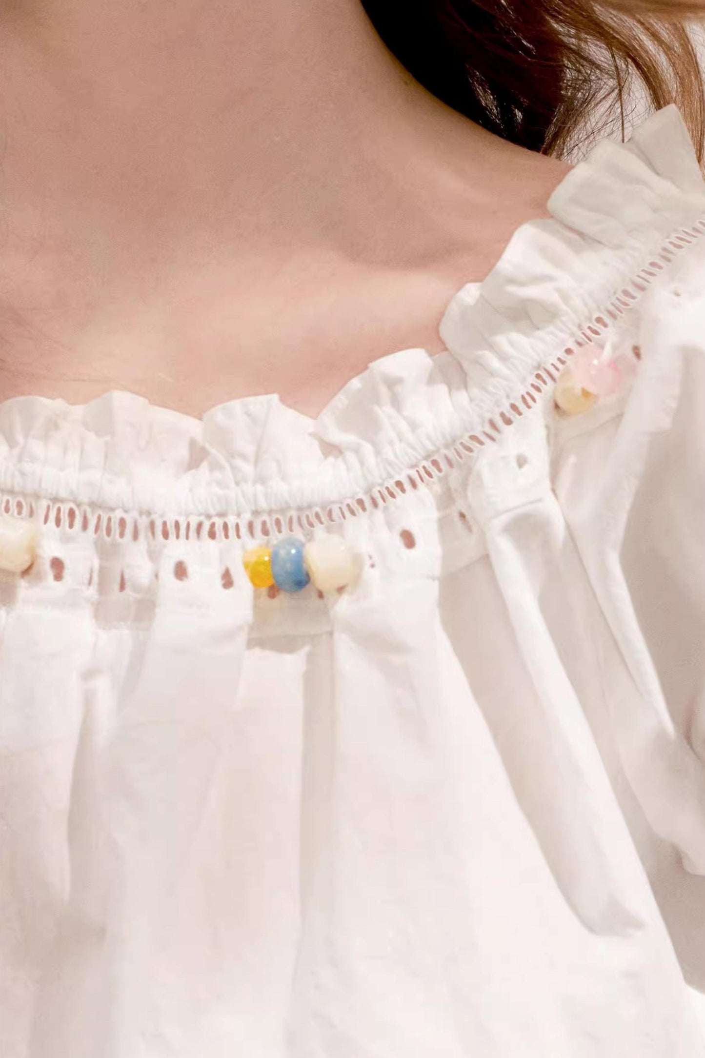 Beaded Boho Cotton Blouse