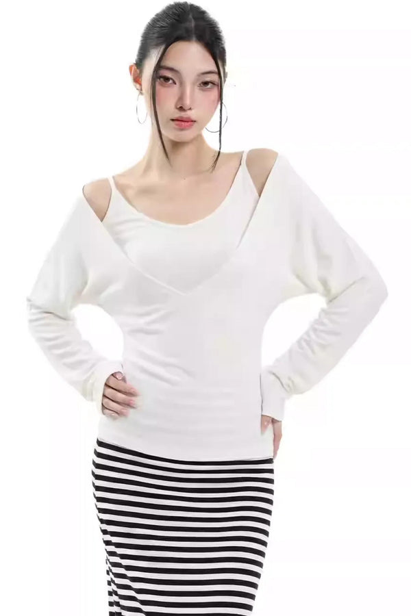 White Knitted Layering Vest Set-Up