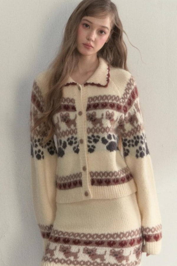 Vintage Knit College Style Sweater Set