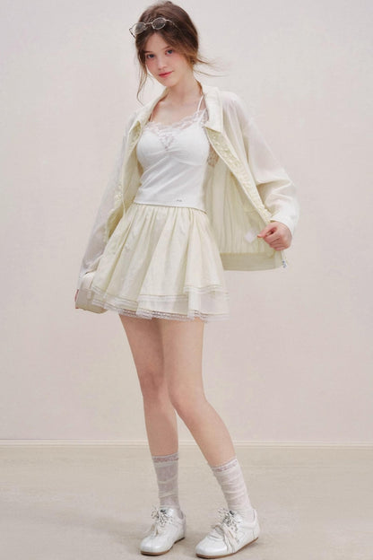 Tencel Drawstring Jacket Skirt Set-Up