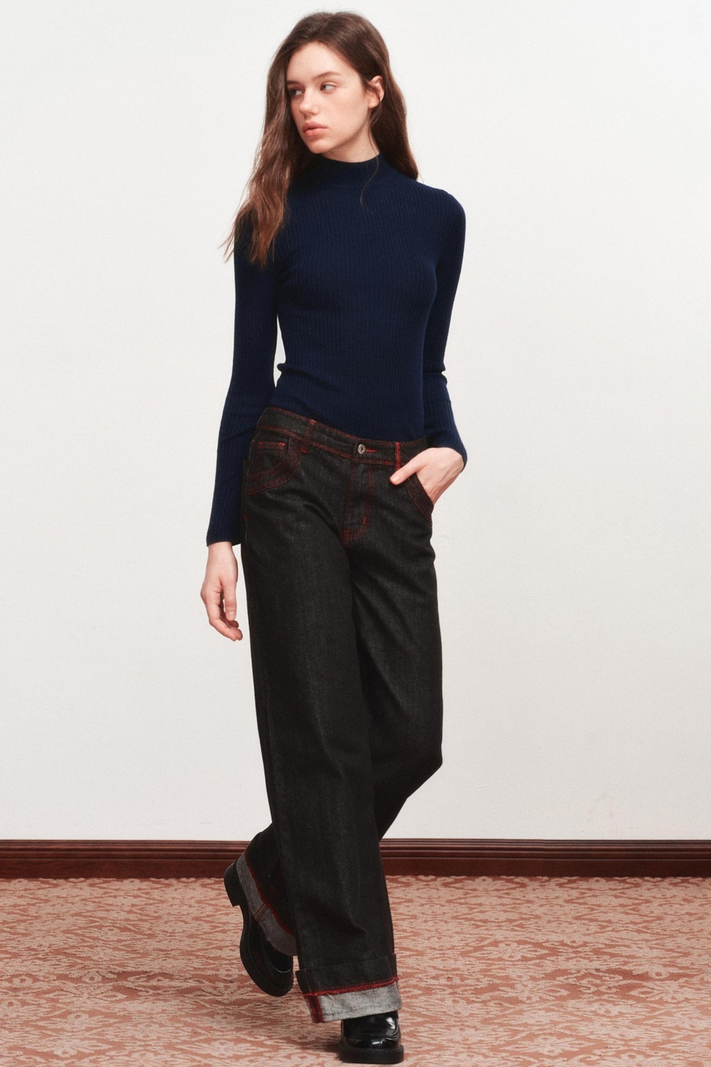 High Neck Knitted Sweater Top