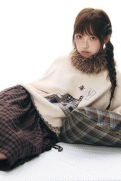 Color Block Embroidery Sweater