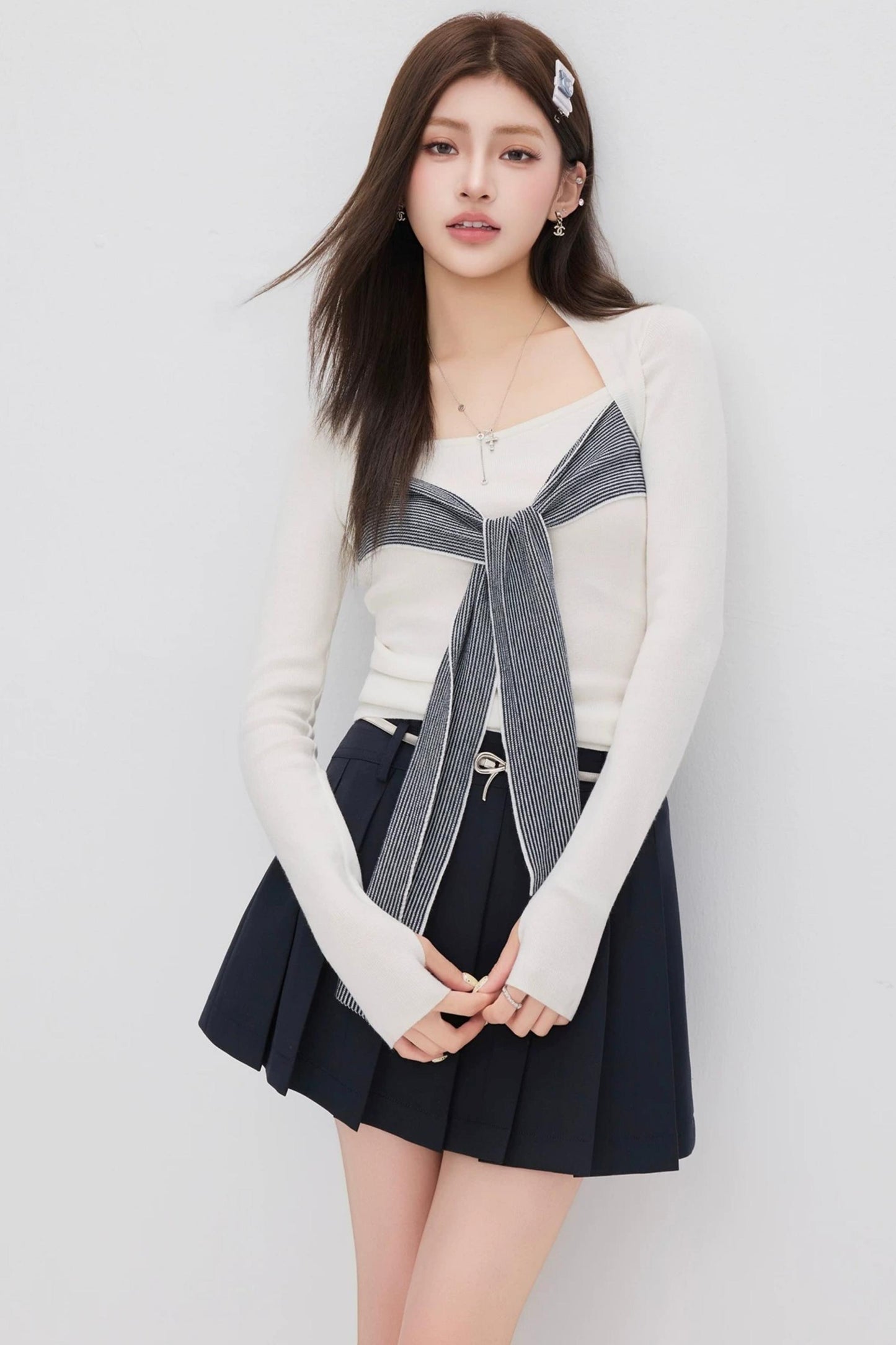 Faux Two-Piece Knit Top