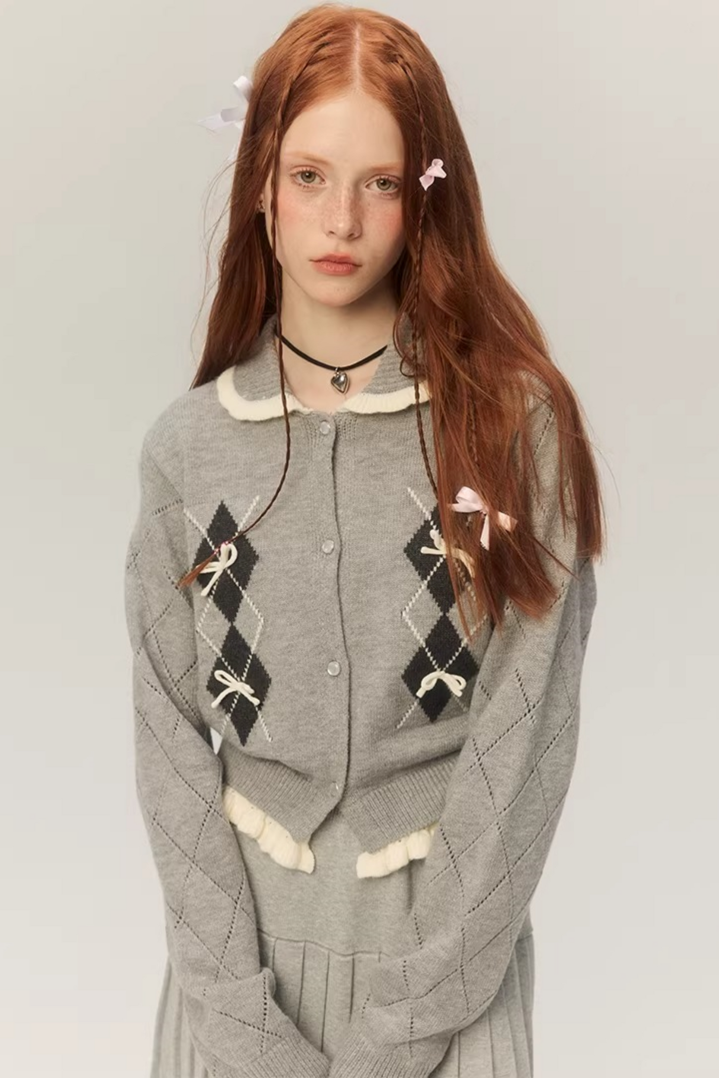 Retro Diamond Knit Cardigan