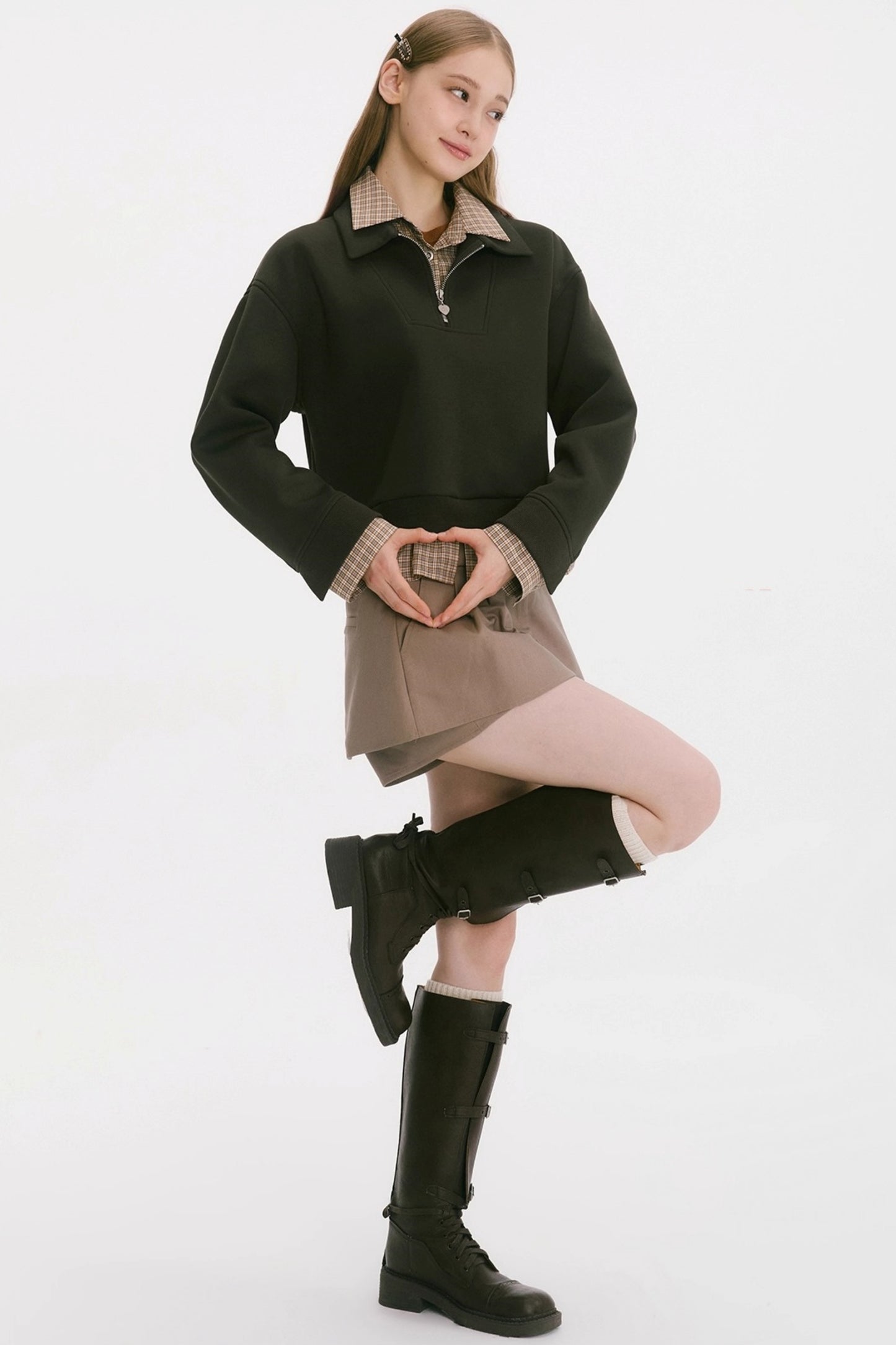 Layered Check Sweatshirt Set-Up