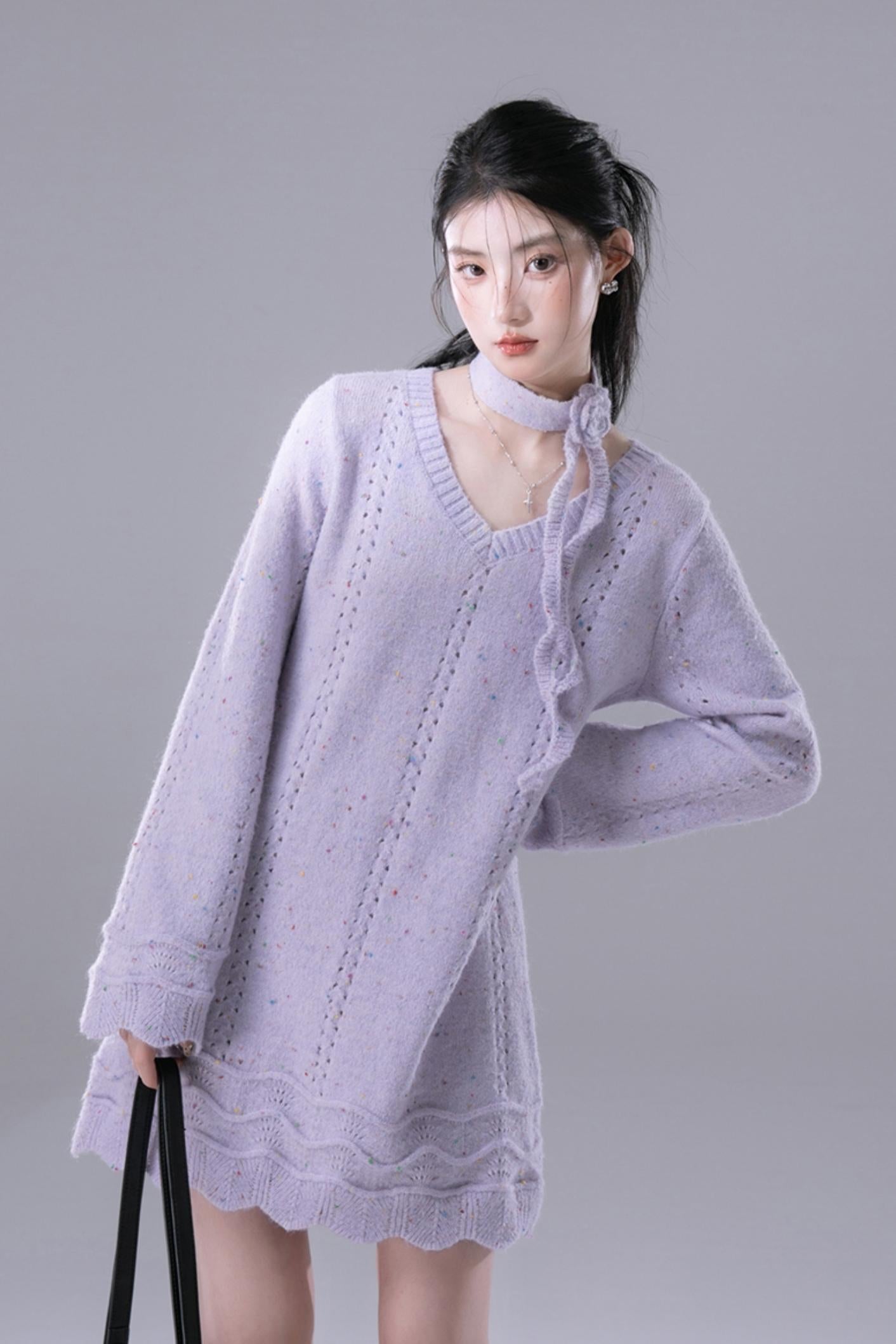 Lilac Woolen Dress and Knitted Sundress