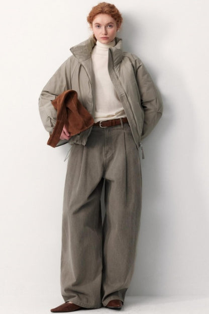 Floral Pleated Down Jacket