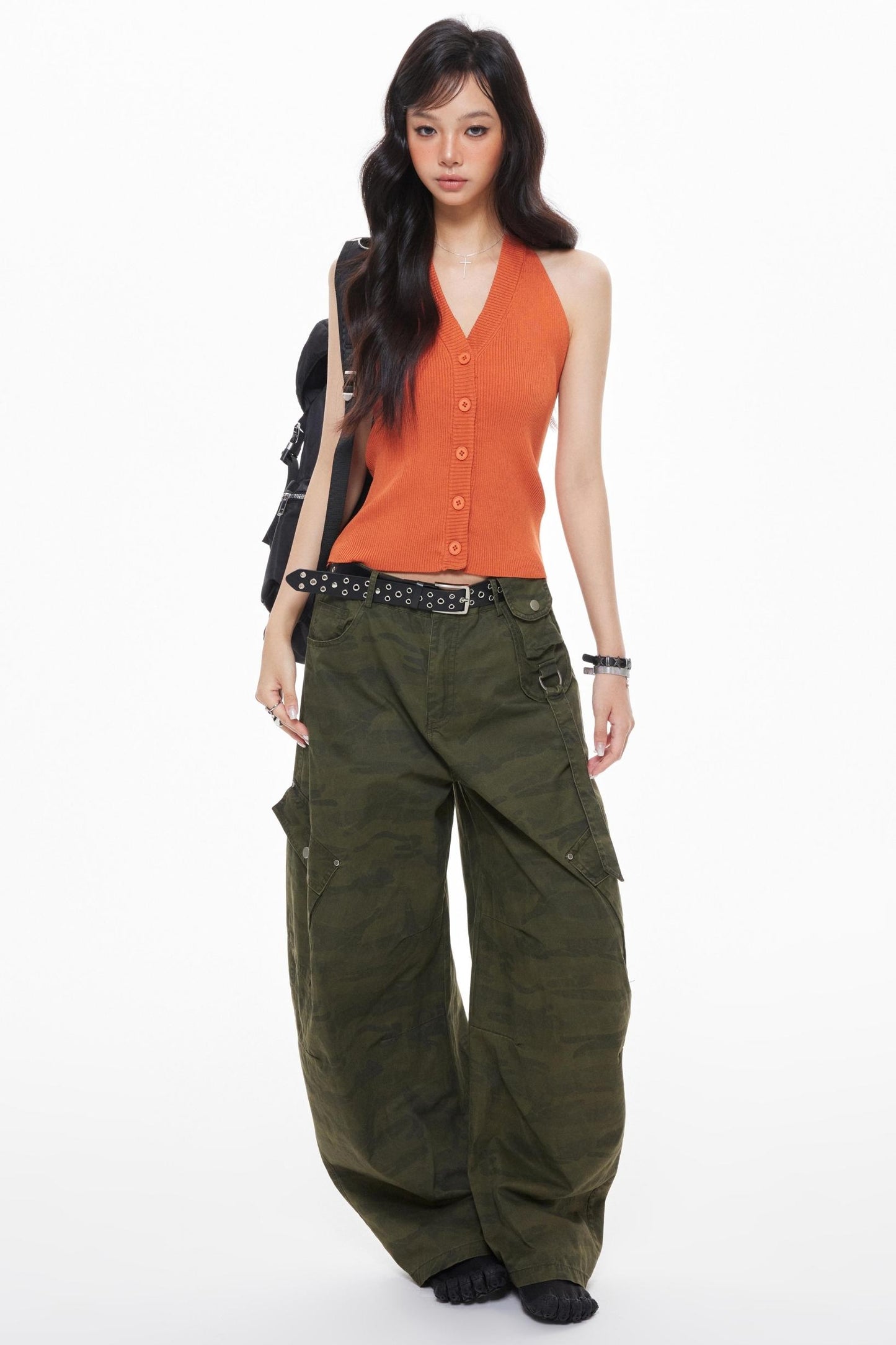 Tricolor Knitted Halterneck Vest