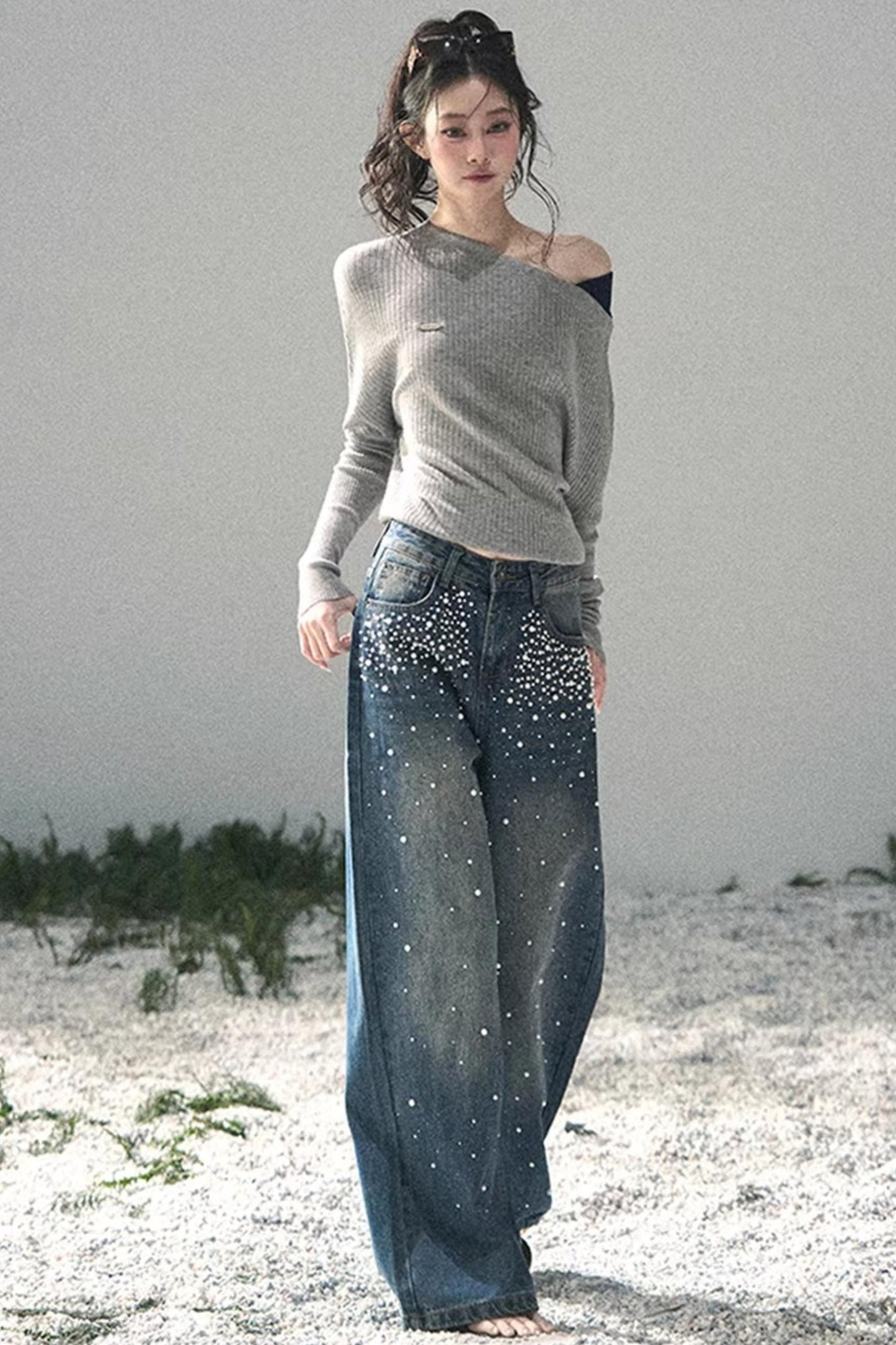 The Ashes Schulterfreies Strick-Oberteil