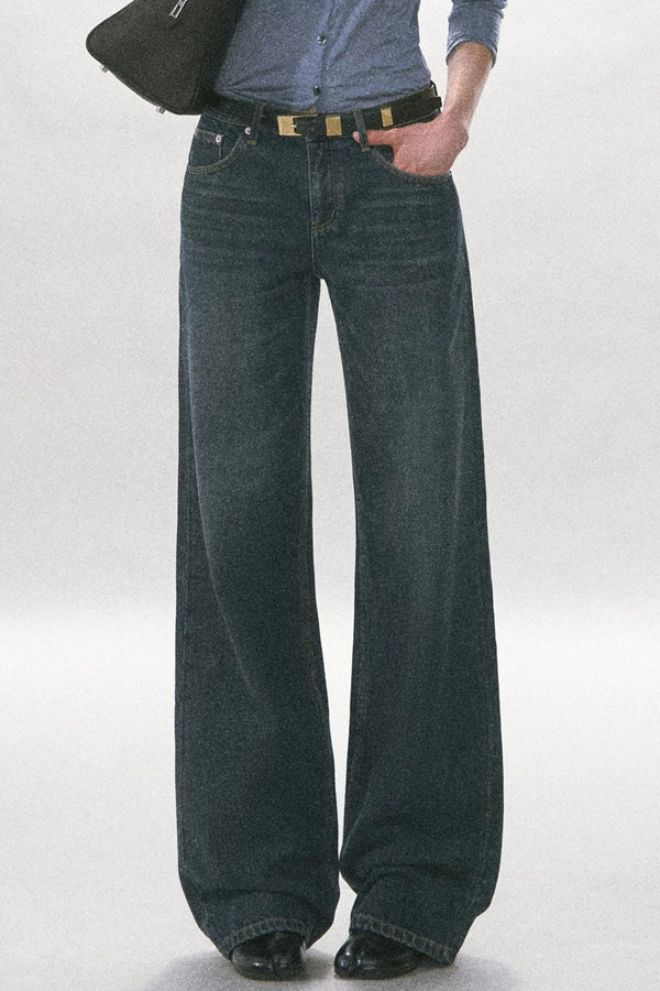 Vintage Washed Straight-Leg Denim Pants