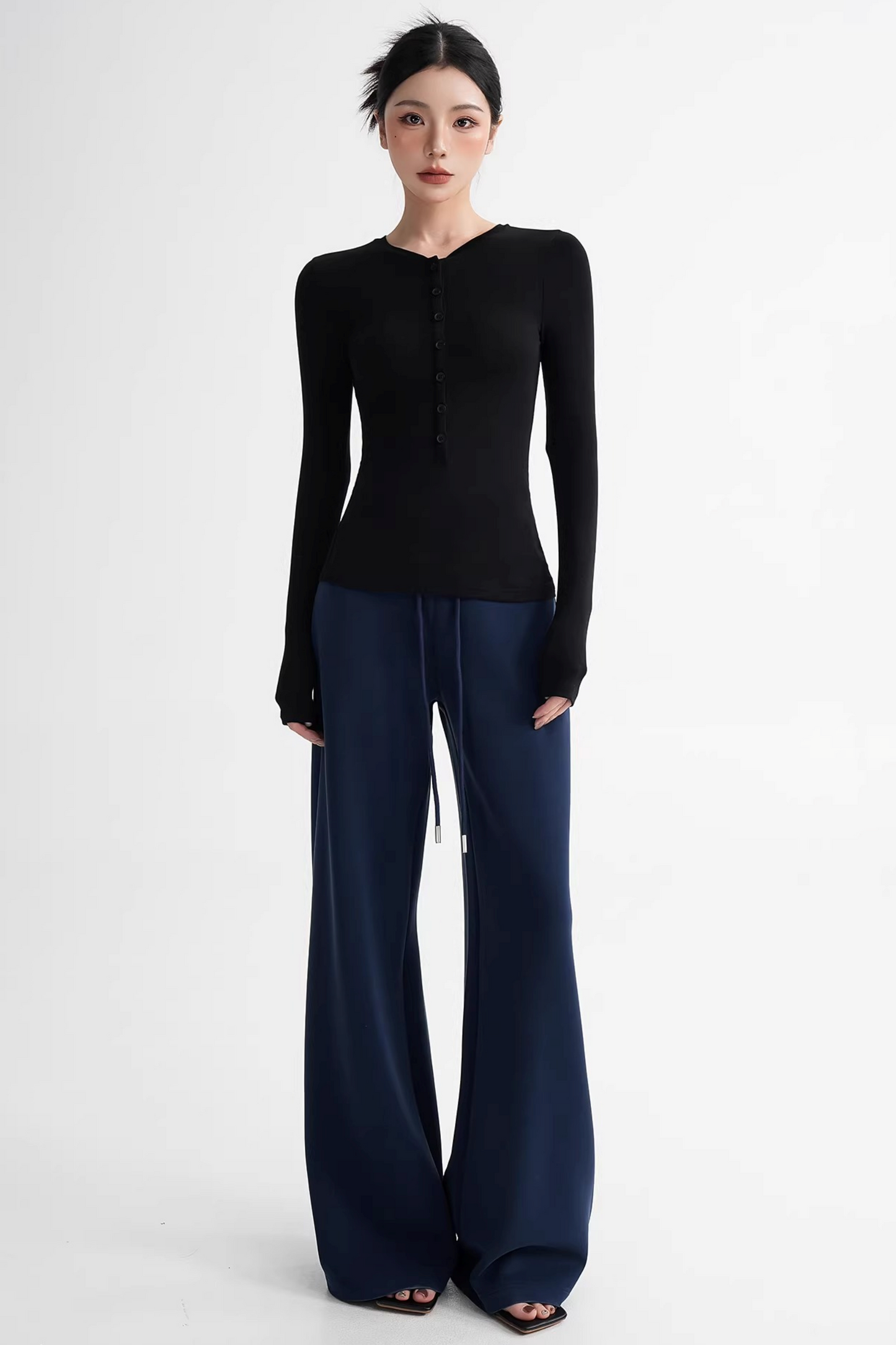 Wool Lyocell Henley Top