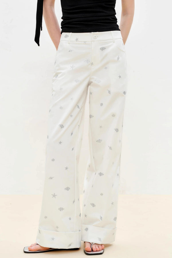 White Summer High-Waisted Straight Jeans