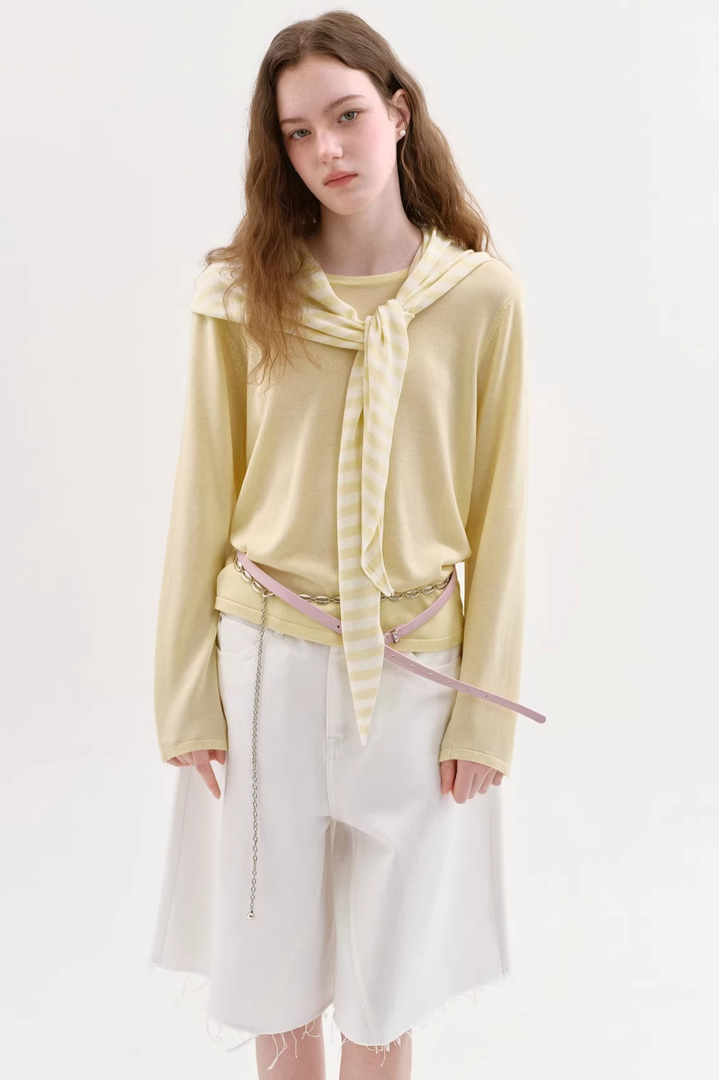 Tencel Striped Knit Shawl Set