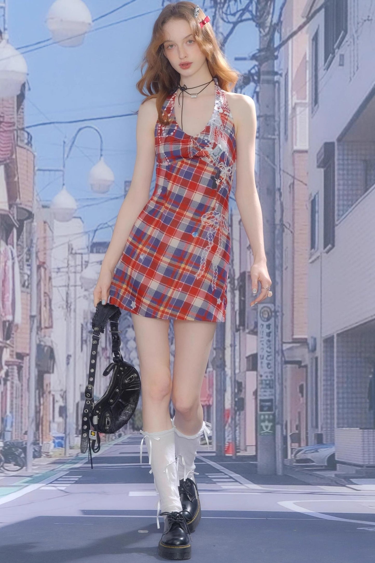 Chic Plaid Halter Dress