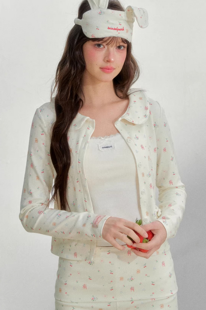 Printed Doll Collar Blouse Set-Up