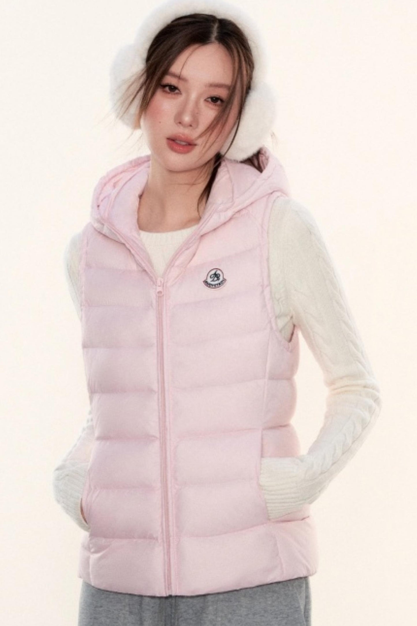 Hooded Ribbed Down Vest