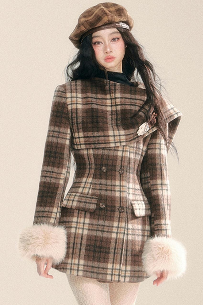 Korean Checked Woolen Jacket