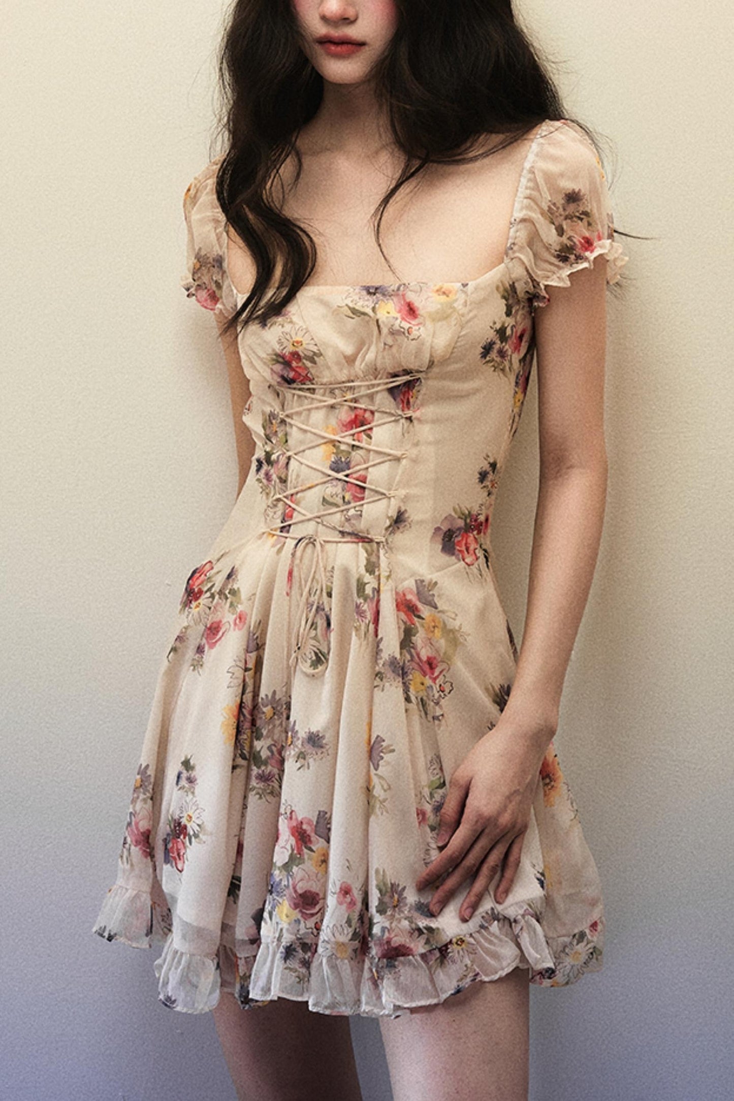 Floral Lace Trim Dress