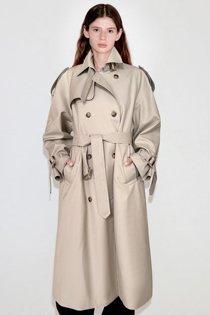 Pleated Silhouette Trench Coat
