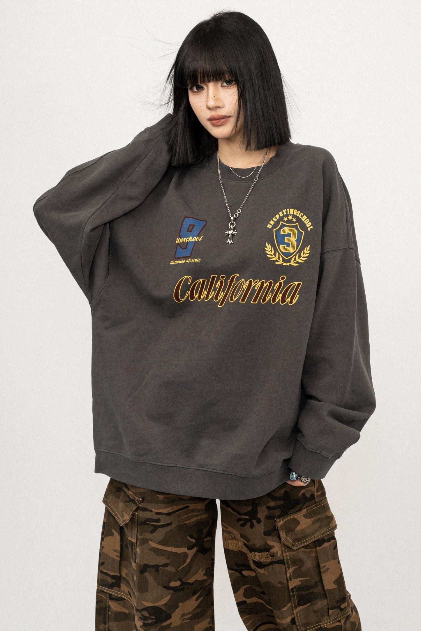 Vintage Gray Crew Neck Top