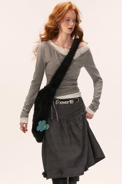 Slim Lace Sleeve T-Shirt