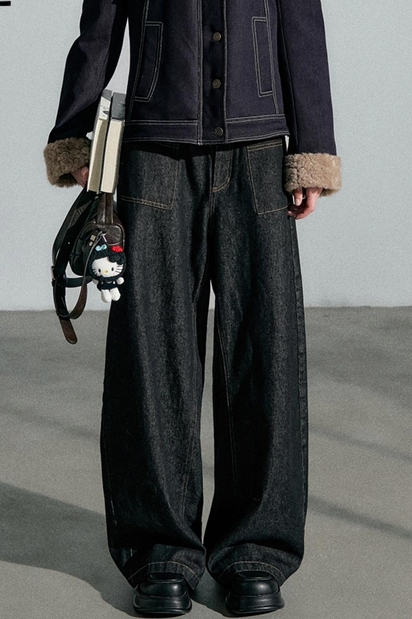 High-Waisted Slimming Denim Trousers