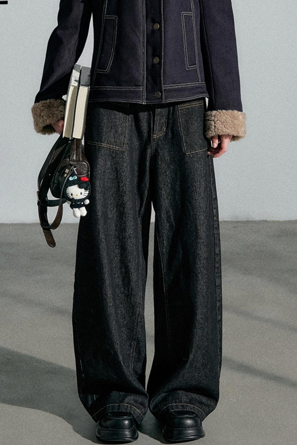 High-Waisted Slimming Denim Trousers