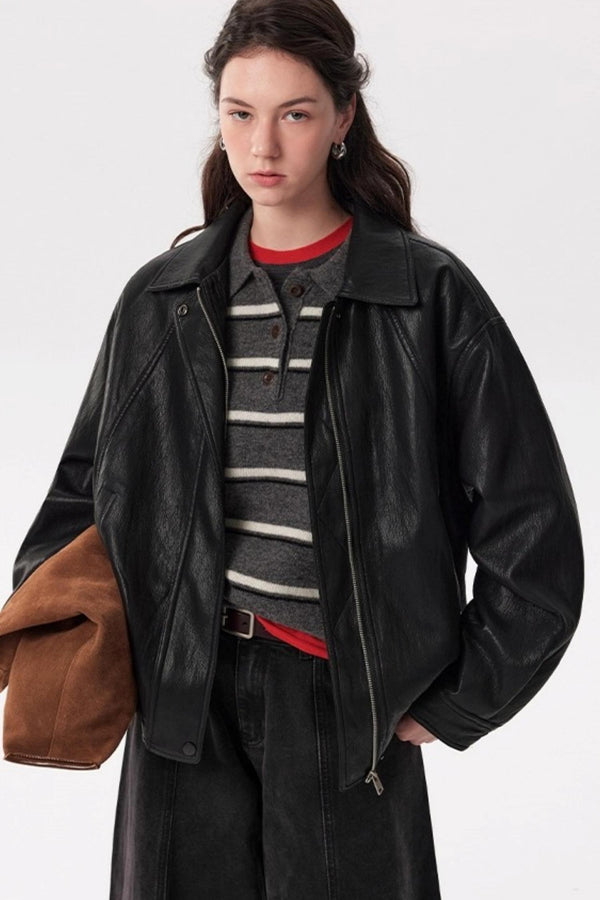 Autumn Black PU Leather Jacket
