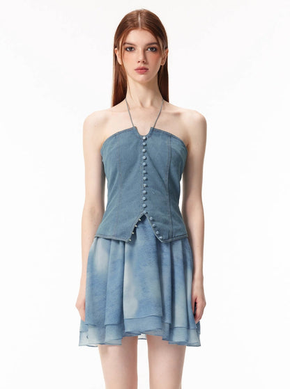 Chiffon Denim Dress