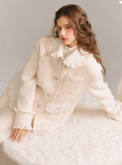 Wool Lace Coat And Skirt Set