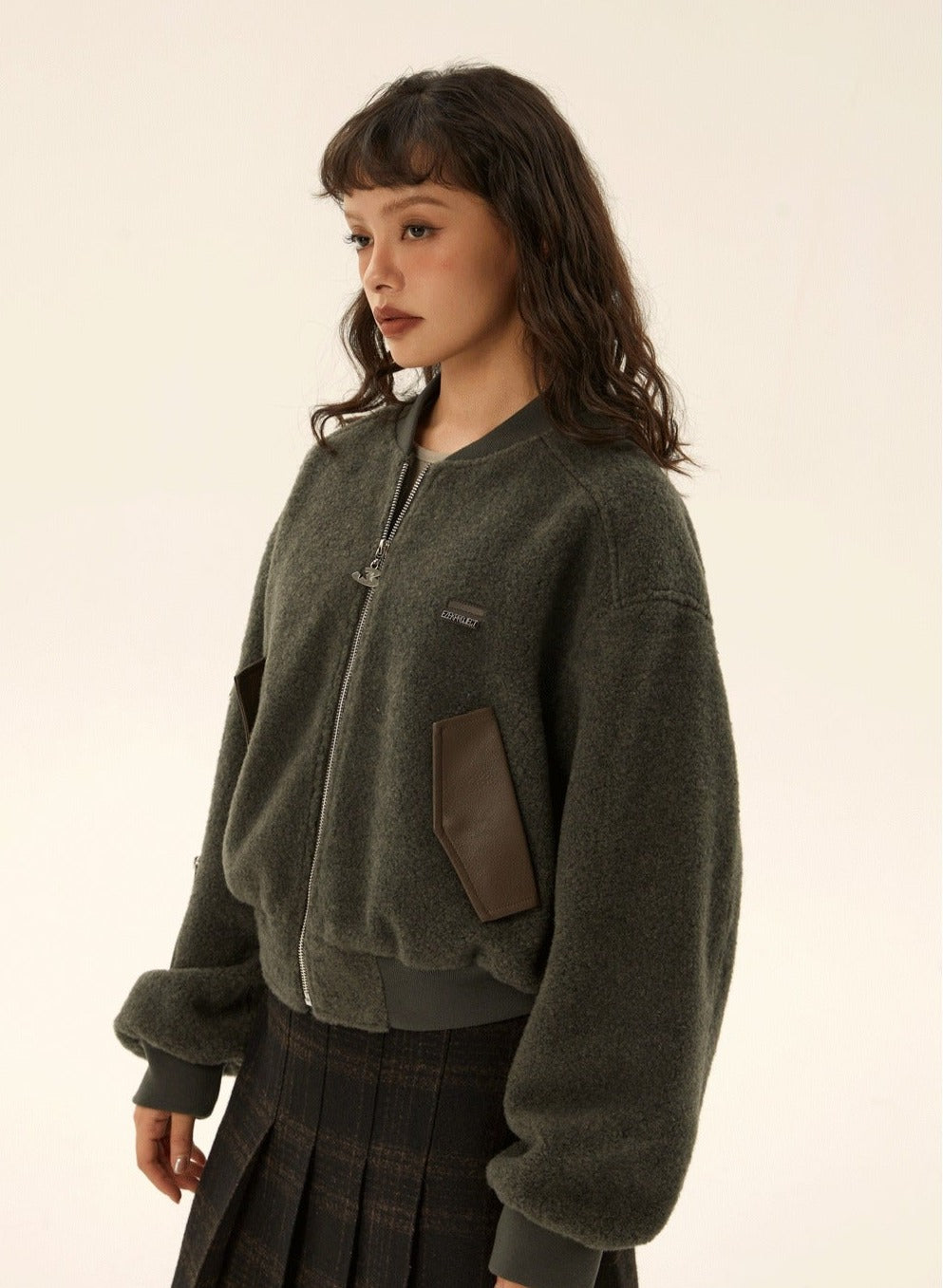 American vintage thickened short small baseball uniform woolen jacket