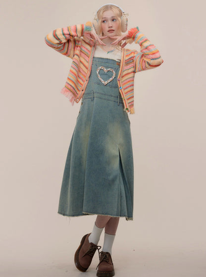 American retro three-dimensional denim dress