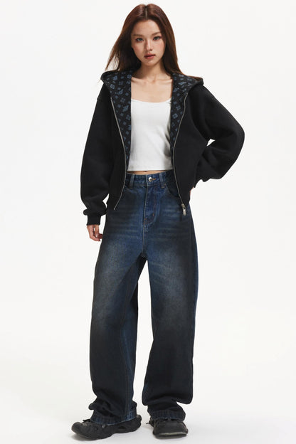 American-Style Hooded Zip Jacket