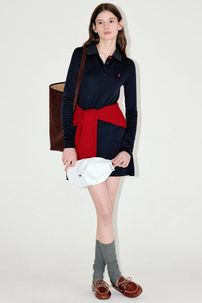 Slim Contrast Long Sleeve Dress