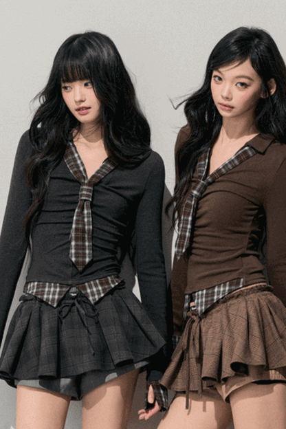 Plaid V-Neck Winter Top