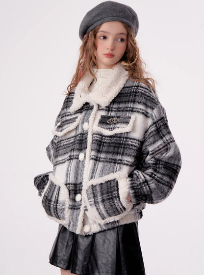 American vintage fleece thick lamb fur coat