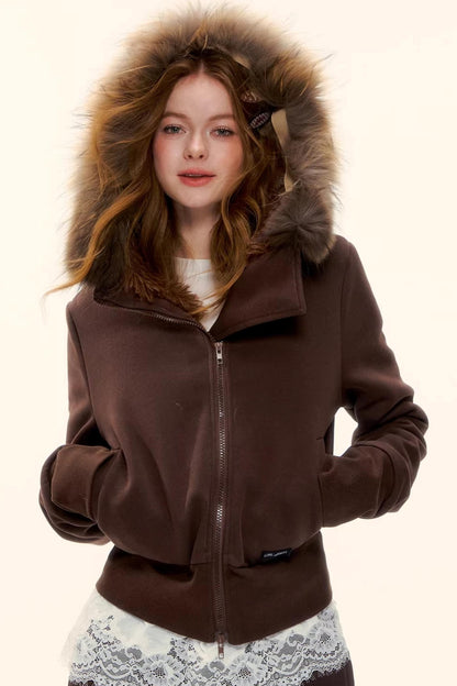 Retro Fleece-Lined Hooded Jacket Set-Up