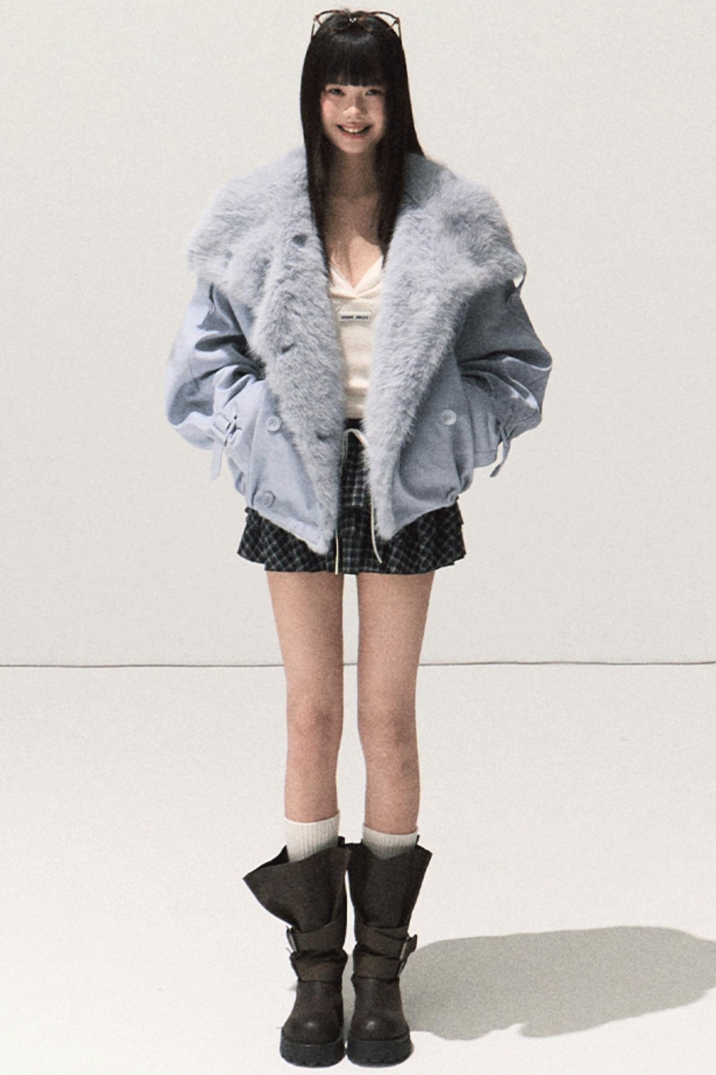 Shrine Plaid Woolen Cake A-Line Skirt