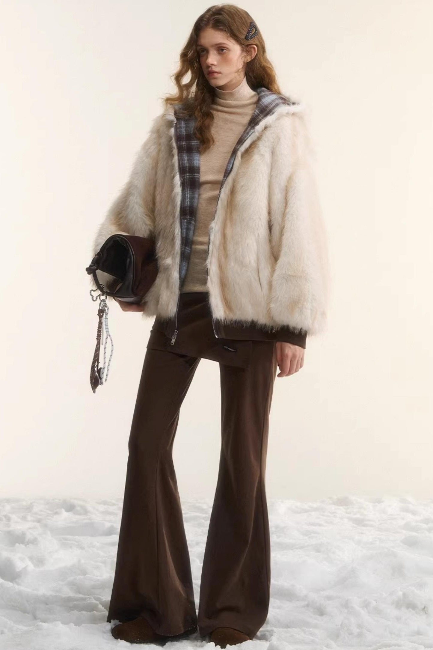 Reversible Plaid Plush Coat