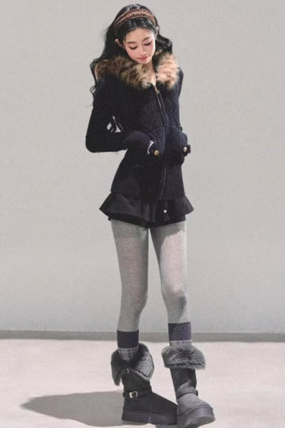 Winter Hooded Knit Sweater